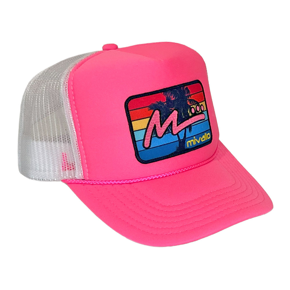 Foam Trucker Patch Hat - Neon Pink/White