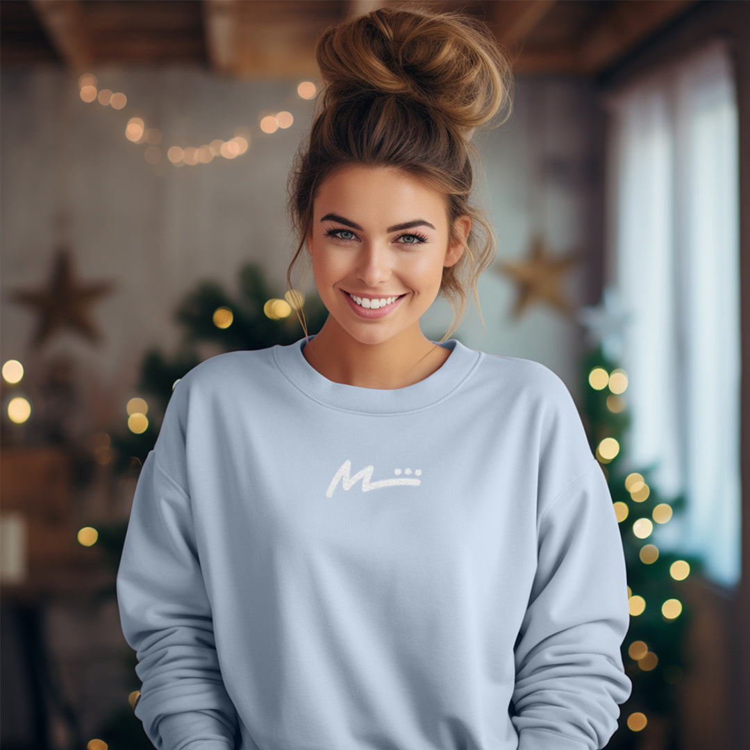 M Logo Premium Embroidered Sweatshirt - Powder